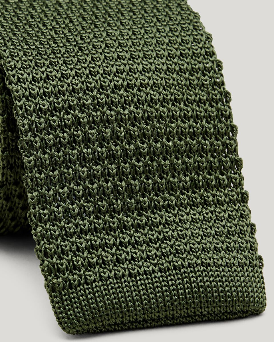 Knitted Silk Tie, Khaki, hi-res